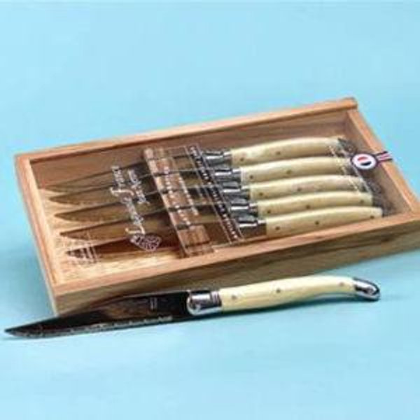 Laguiole Pale Horn Steak Knives Set/6