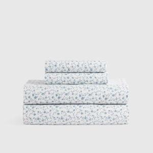 Classic Organic Percale Sheet Set in Blue Florette