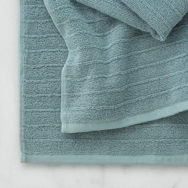 Welhome James 100% Cotton Textured Bath Towel Set of 4 (Mineral) - Super Absorbent - Soft & Luxurious Bathroom Towels - Quick Dry - 4 Bath Towels