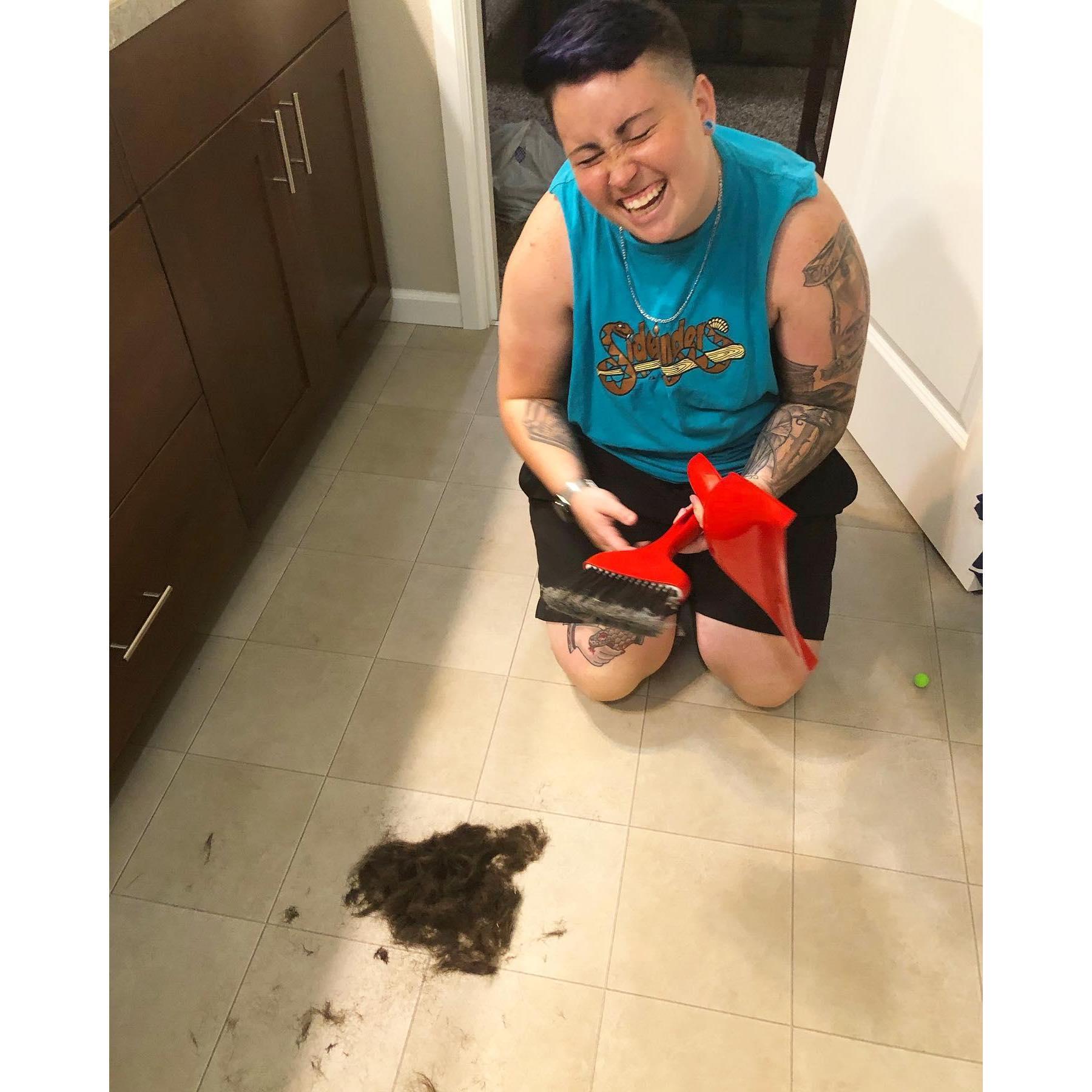 Dex's first haircut from Rylee.