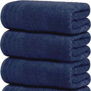 Tens Towels Pack of 4 Extra Large Bath Towels 30 x 60 Inches, 100% Cotton, Larger & Lighter Weight, Quicker to Dry, Super Soft and Absorbent, Perfect for Bathroom, Navy