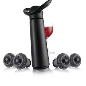 The Original Vacu Vin Wine Saver Concerto with 4 Vacuum Stopper – Black
