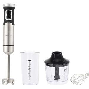 Amazon Basics 500W 4-In-1 Immersion Blender Handheld, Emulsion Blender With Blending Stick, Whisk, Chopper and Beaker, Continuous Speed Control And Turbo Mode, 5-ft Power Cord, Silver