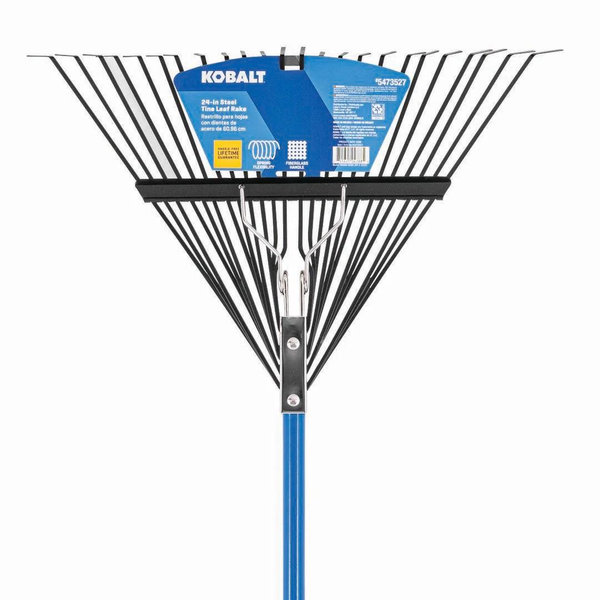 Kobalt 24-in Steel Lawn and leaf rake with Fiberglass Handle