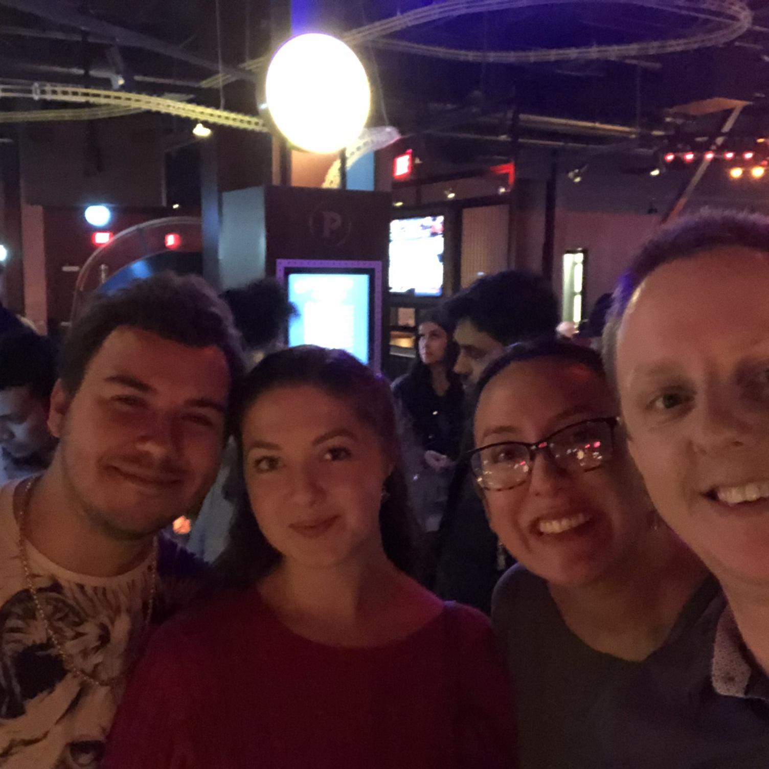 Playing indoor mini-golf with Amber's best friend (also Ambyr!) and her husband.