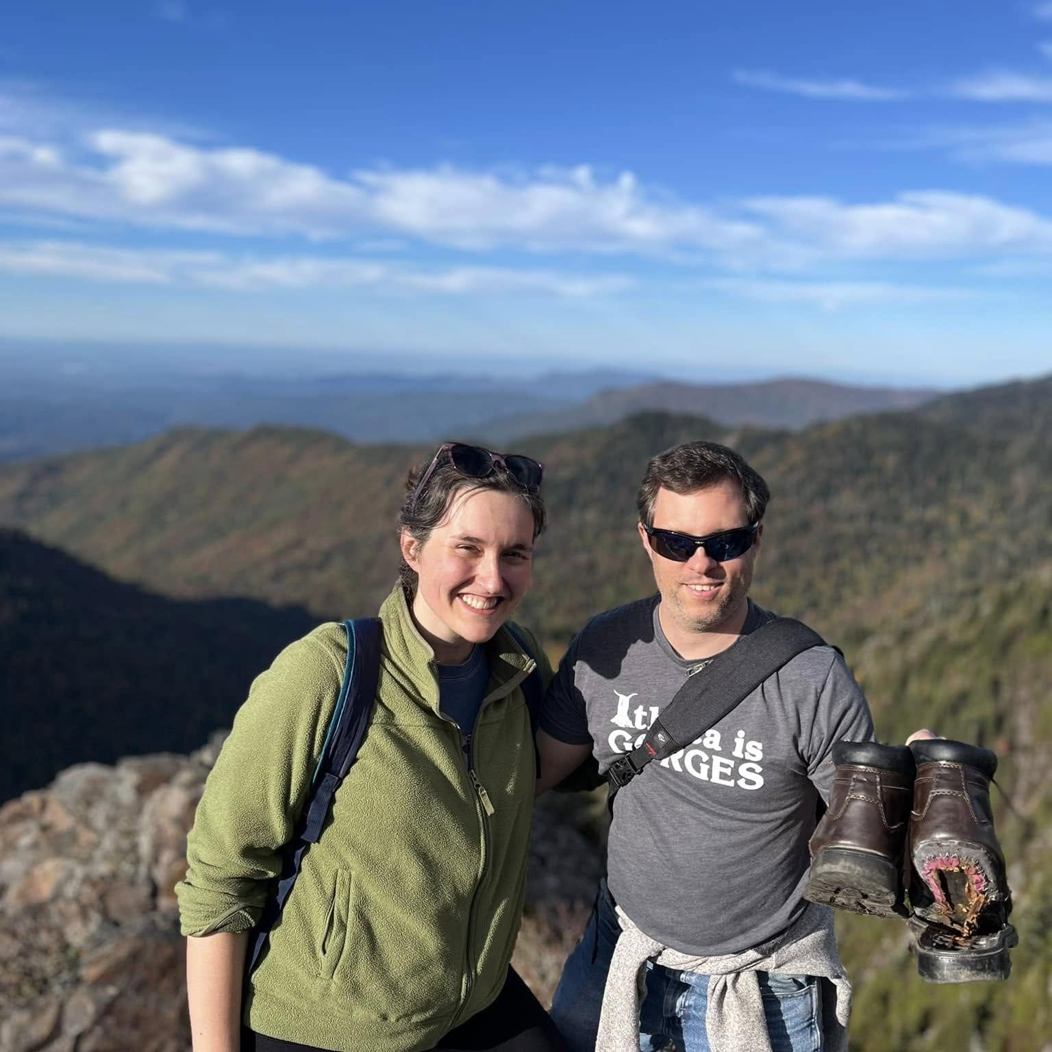 Jered may have torn apart his shoes, but he made it to Newfound Gap in the Smokies