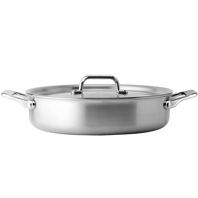 Misen 6 Quart Stainless Steel Rondeau Pot with Lid - 5-Ply Steel Braiser Pan with Handles