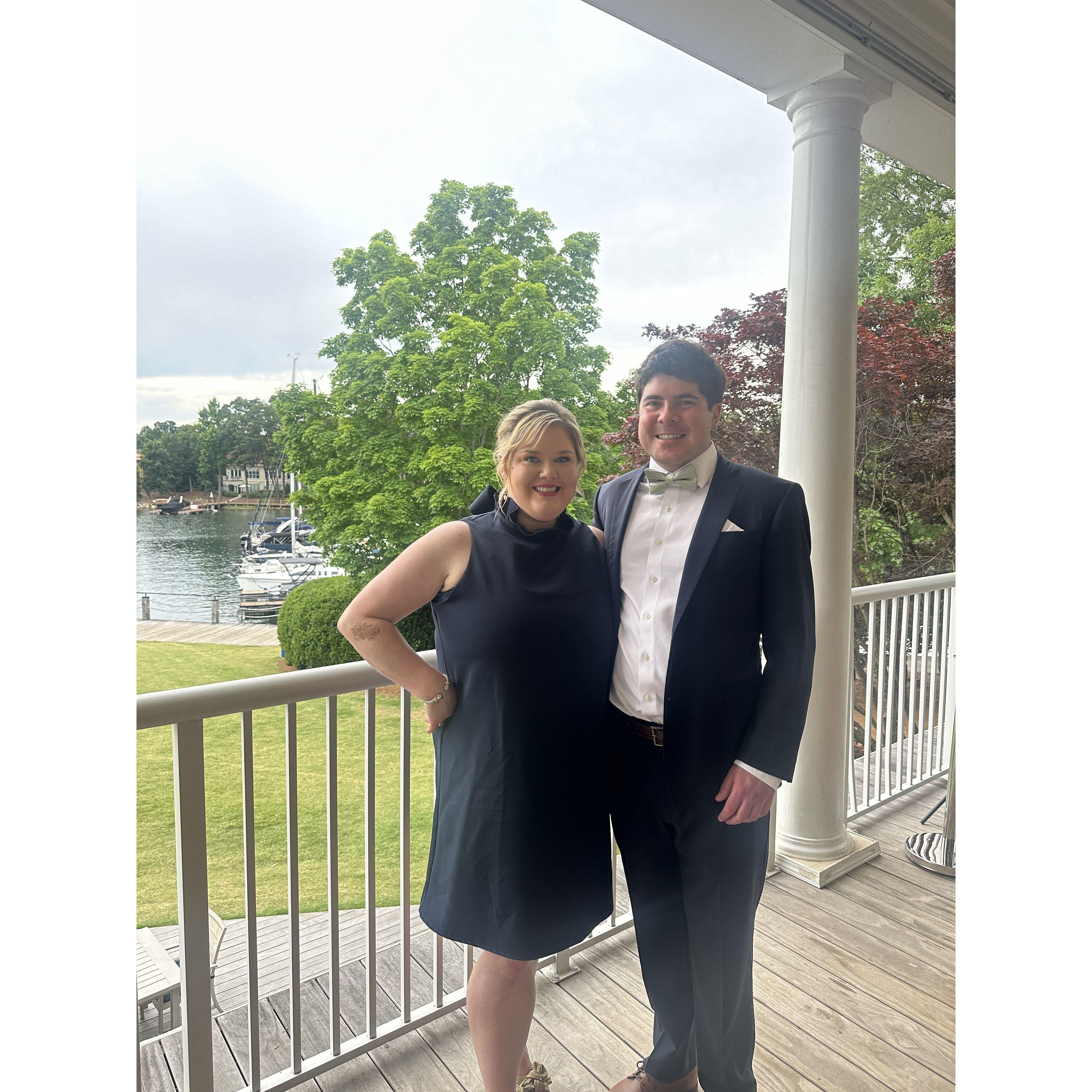Celebrating our friends Will and Katy at their wedding on Lake Norman