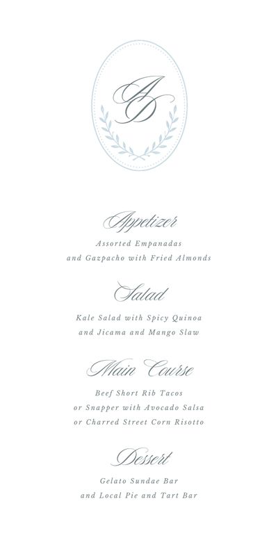 White Oval Wedding Menu - Clyde