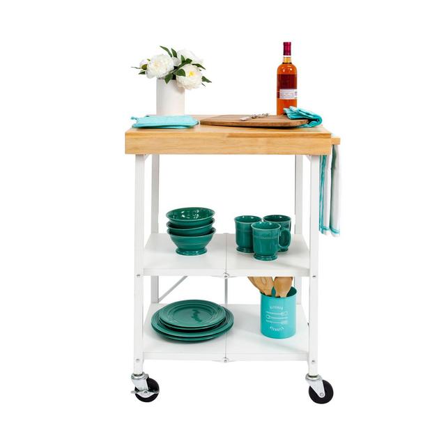 Origami Foldable Kitchen Cart in White