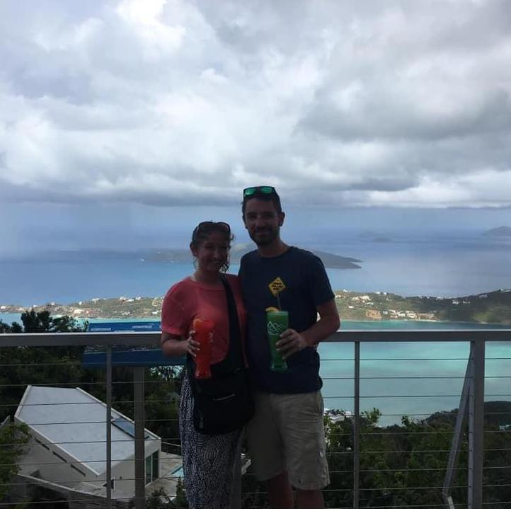 Enjoying the view from Mountain Top after we moved to St Thomas together.