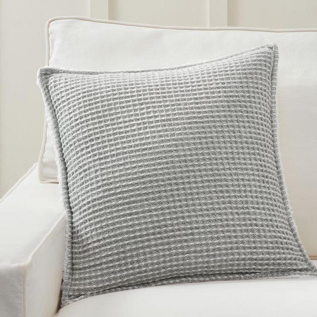 Waffle with Sherpa Back Pillow Cover, 20 x 20", Gray