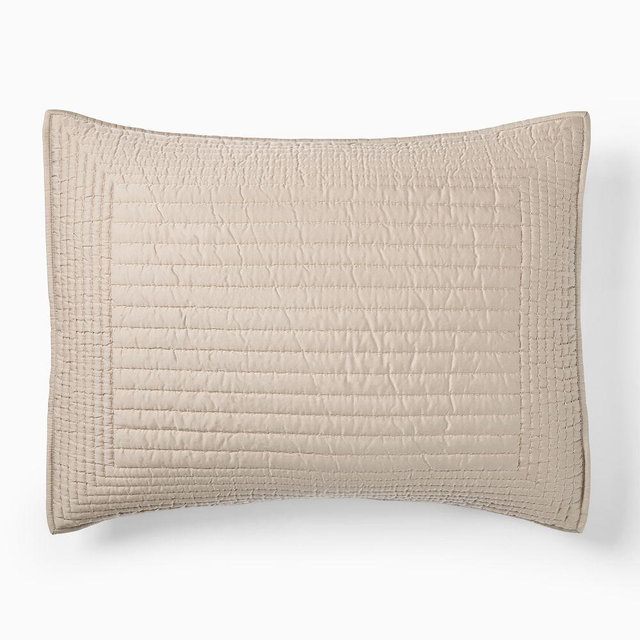 Tencel Pick Stitch Standard Sham, Taupe