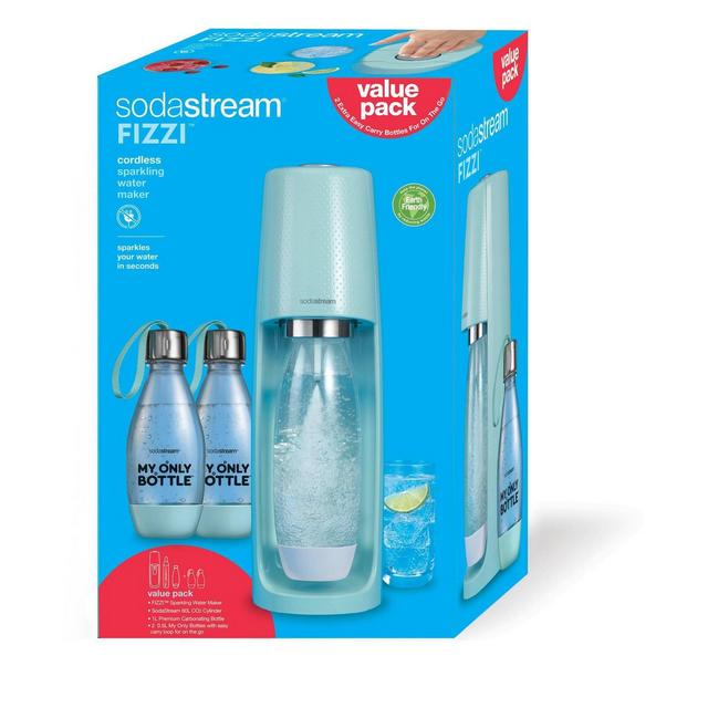 SodaStream Fizzi Soda Maker with CO2 Carbonator and 2 Extra Bottles - Icy Blue
