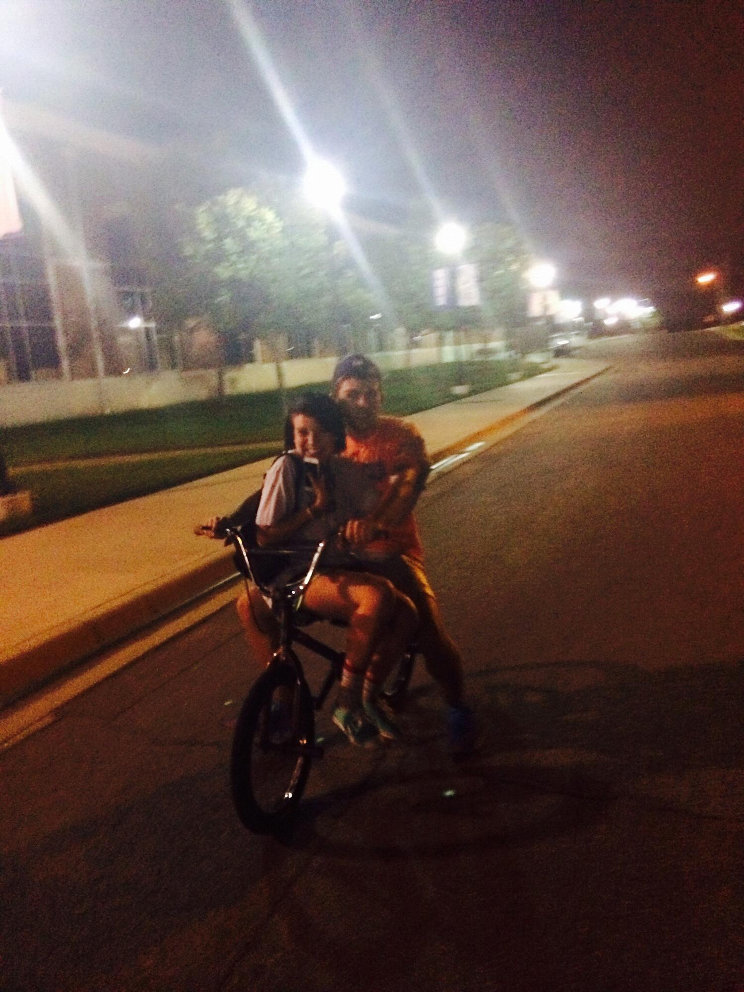 first bike ride together... sketchy? oh yeah