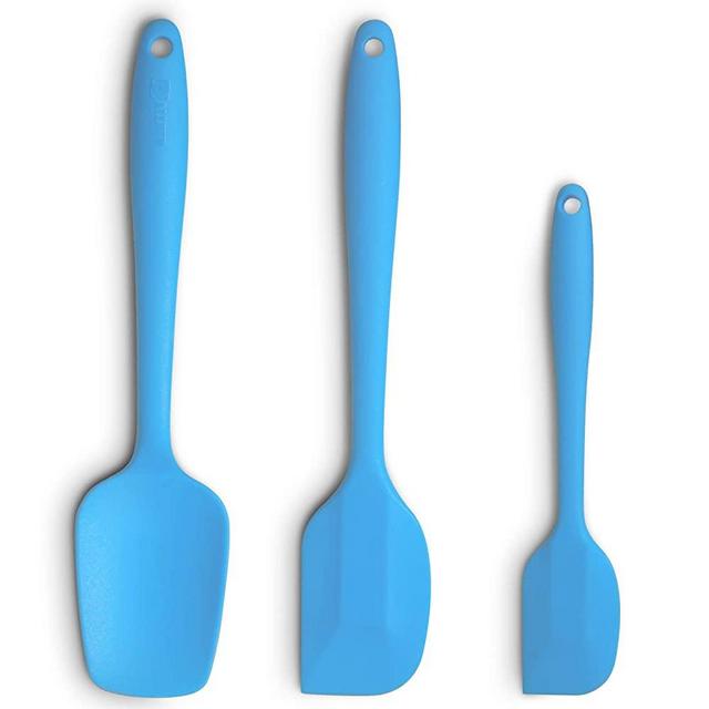 Silicone Spatula 3-piece Set, Ergonomic Handle High Heat-Resistant Spatulas, Non-stick Rubber Spatulas with Stainless Steel Core, Blue