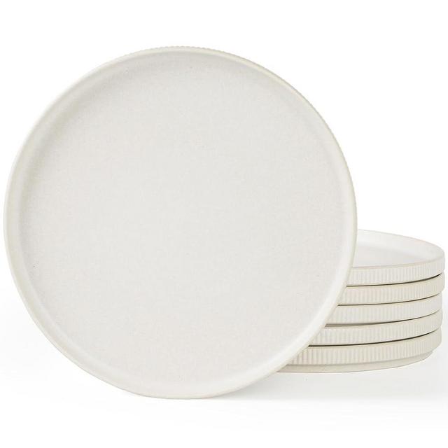 famiware Dinner Plates for 6, 10 inches Plate Set, Scratch Resistant, Stoneware Dinnerware, Kitchen Modern Rustic Serving Dishes, White Matte