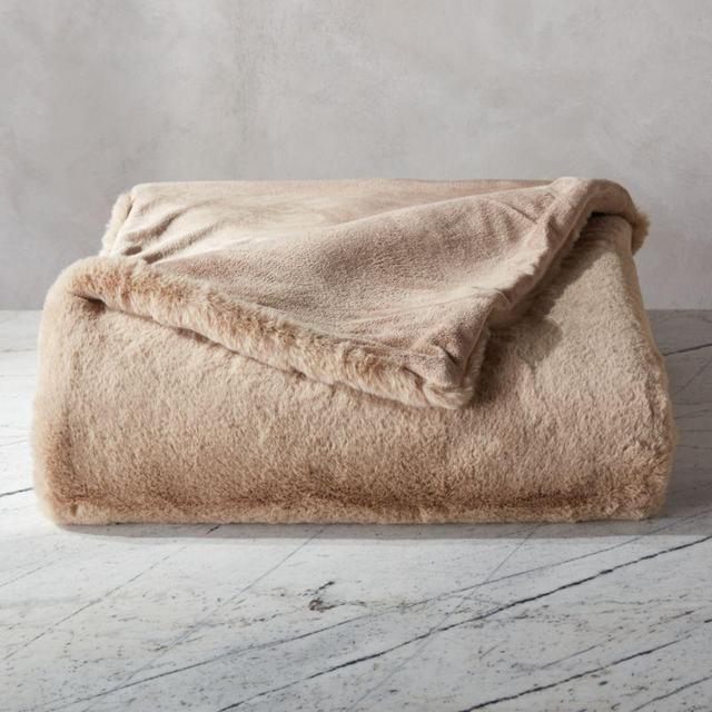 Faux Fur Taupe Throw