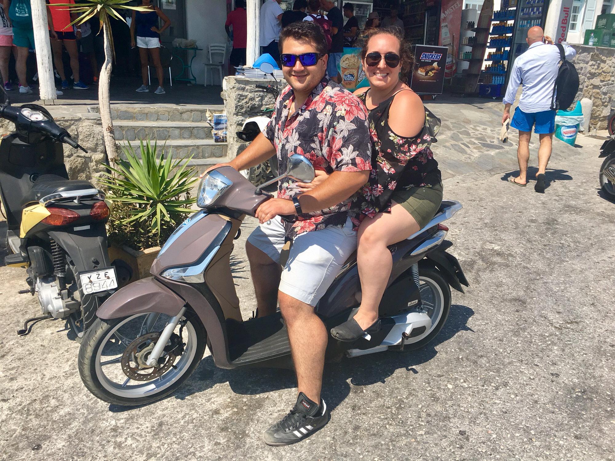 Scooter used for exploring Mykonos, Greece. August 2017