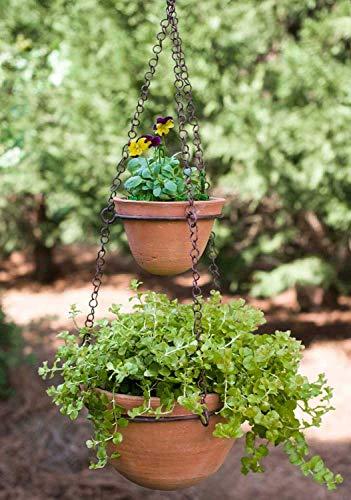 Two Tier Hanging Terra Cotta Pots