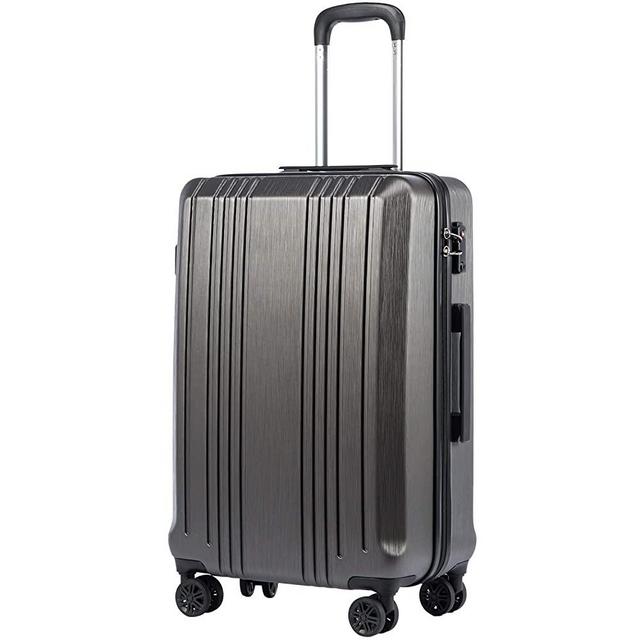 Coolife Luggage Suitcase PC+ABS with TSA Lock Spinner Carry on Hardshell Lightweight 20in 24in 28in (grey, L(28IN))