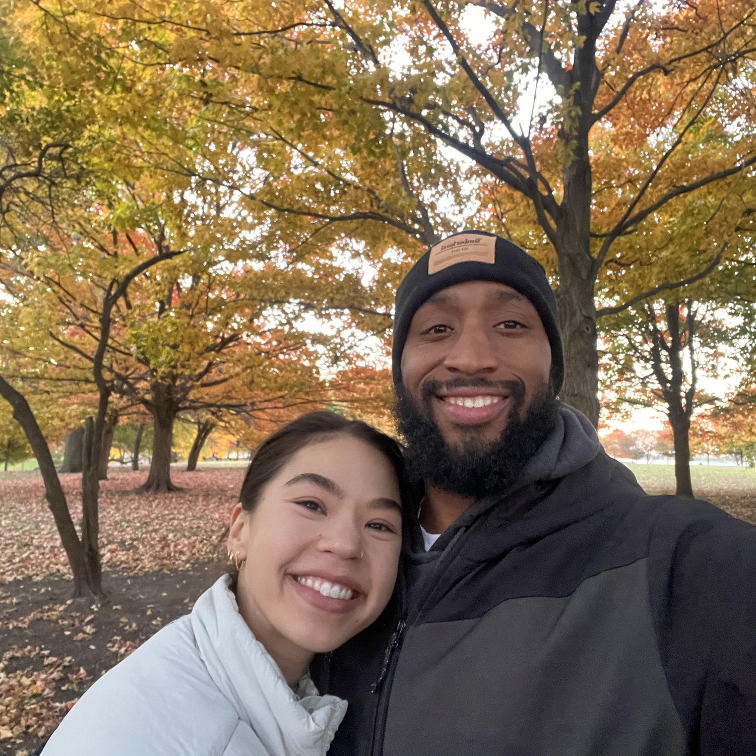 Enjoying the fall colors on one of many walks at Promontory Point 🍁
