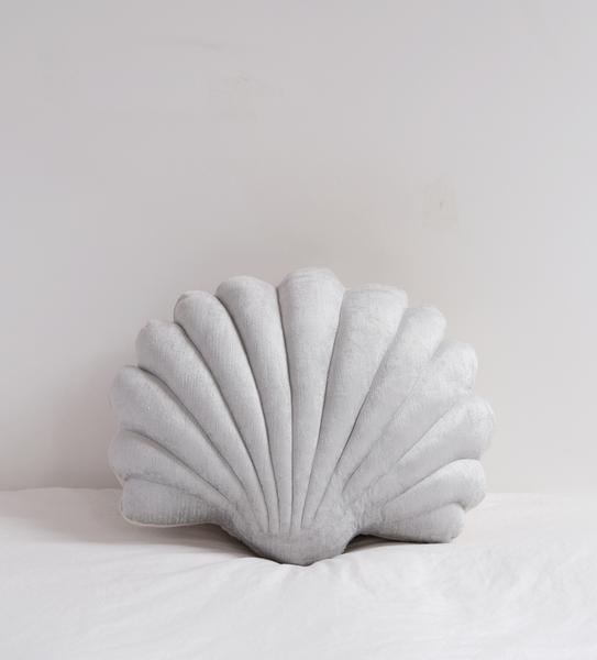 Large shell pillow in icy blue velvet