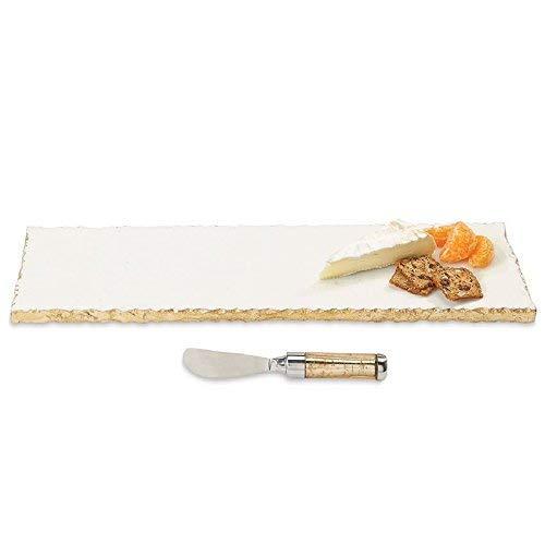 Mud Pie 40700003 Marble and Gold Edge Hostess Set Serving Platter, One Size, white