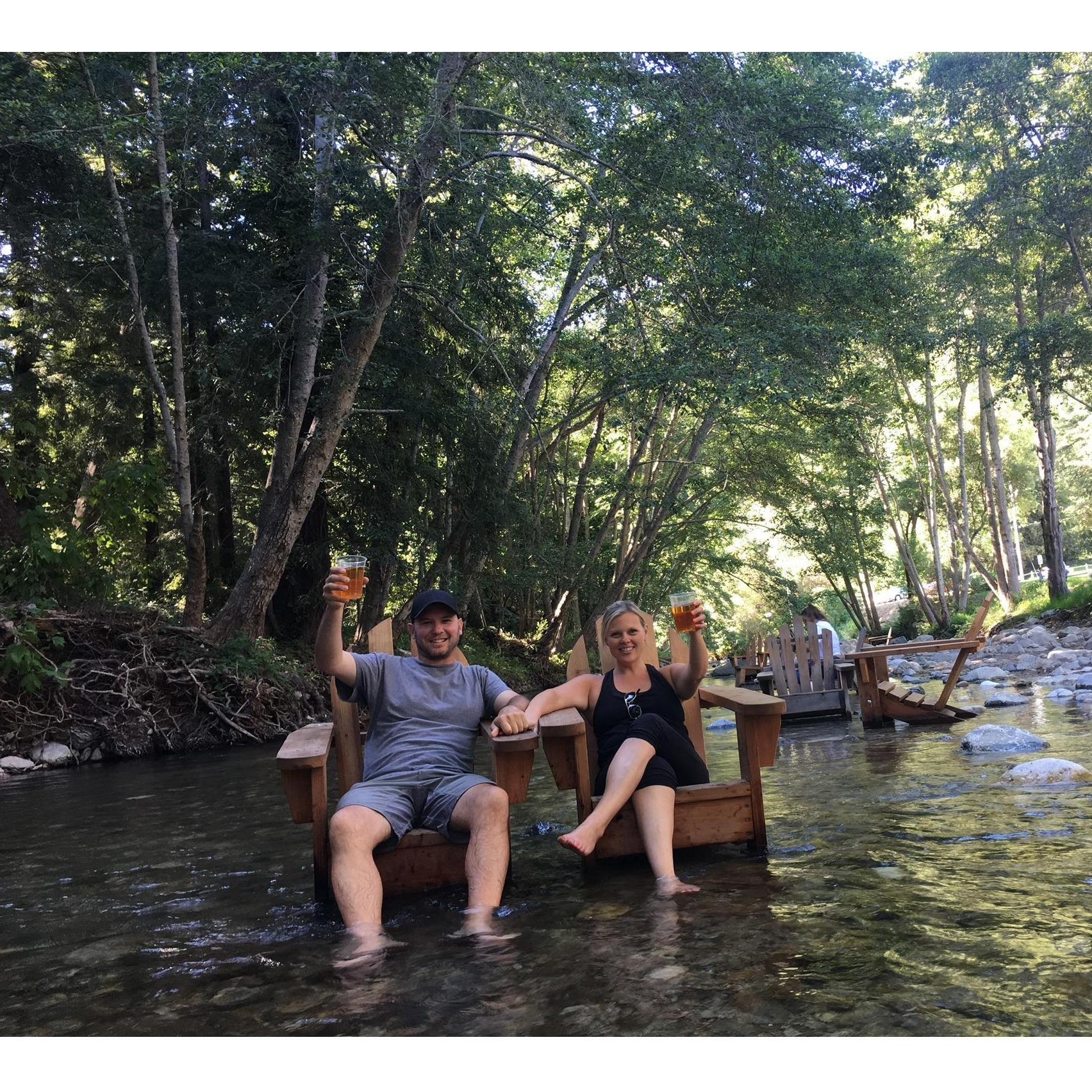 Post-hike beers in the river - Big Sur 2018