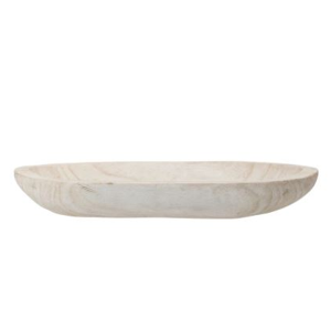 Bloomingville Hand-Carved Paulownia Wood Bowl with Whitewashed Finish