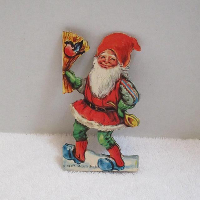 Vintage Santa Garland, Rare Christmas Garland, Cardstock Father Christmas, 8 Stand Up Santa Mantle Decoration, Holiday, Garland
