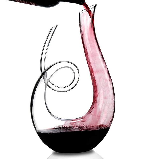Wine Enthusiast Lead-Free Crystal Art Series Treble Wine Decanter