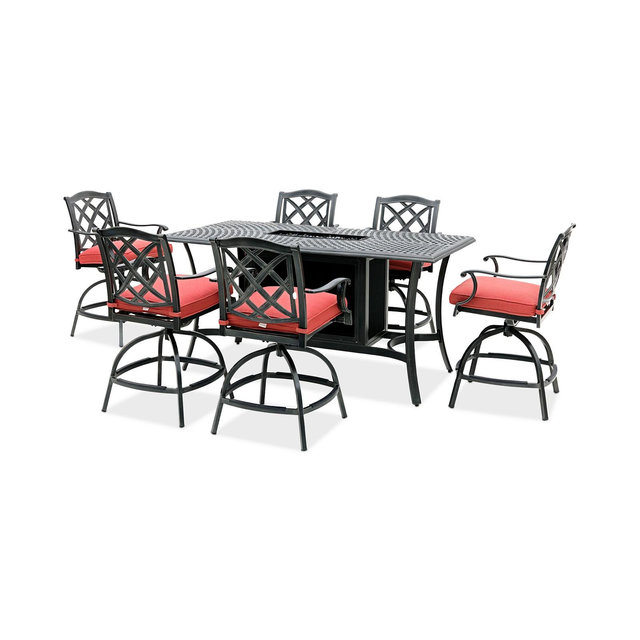 Wythburn 7-pc. Outdoor Bar Height Fire Pit Chat Set, Created for Macys