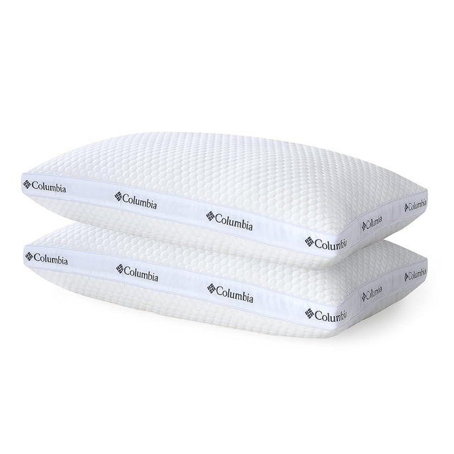 Columbia 2 Pack of Comfort Ice Fiber Side Sleeper Down Alternative Bed Pillow - Polyester Fiberfill, Supportive Cooling Double Sided Breathable Cover - Standard/Queen