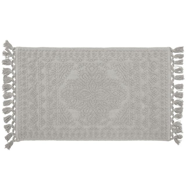 French Connection Nellore 20" x 34" Fringe Bath Rug in Medium Grey