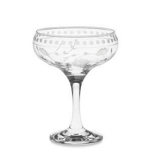 Vintage Etched Coupe Glasses, Set of 4