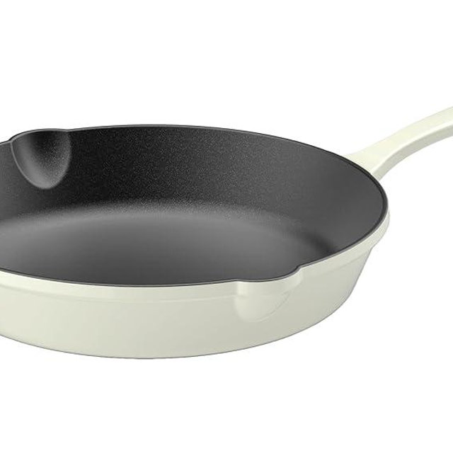 Cuisinart CI22-24CMT Chef's Classic Enameled Cast Iron Round Fry Pan, 10-Inch, Cream
