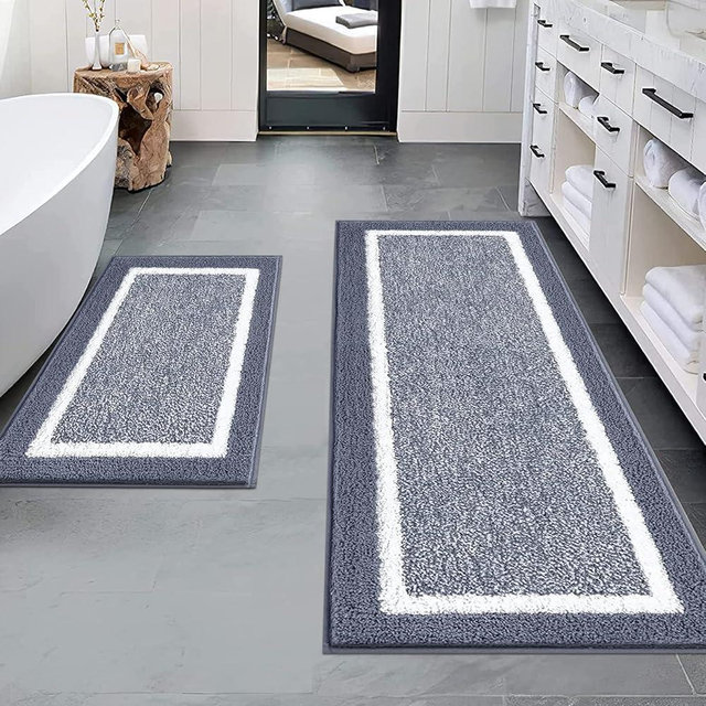 Pauwer Bathroom Rugs Sets 2 Piece, Non Slip Bath Mats for Bathroom, Absorbent Bath Rugs Floor Mat, Machine Washable Shower Rugs for Bathroom Floor, Tub and Shower