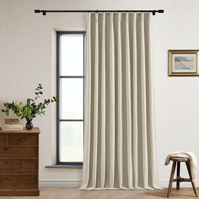 Burlywood Birch Black Out Curtains 92 Inch Long for Living Room Bedroom 1 Panel Room Darkening Pinch Pleated Back Tab Extra Long Blackout Curtains Boho Farmhouse Thermal Insulated Drapes 60x92