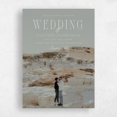 Classic Greige, Beige Wedding Invitation - Dermot Photo