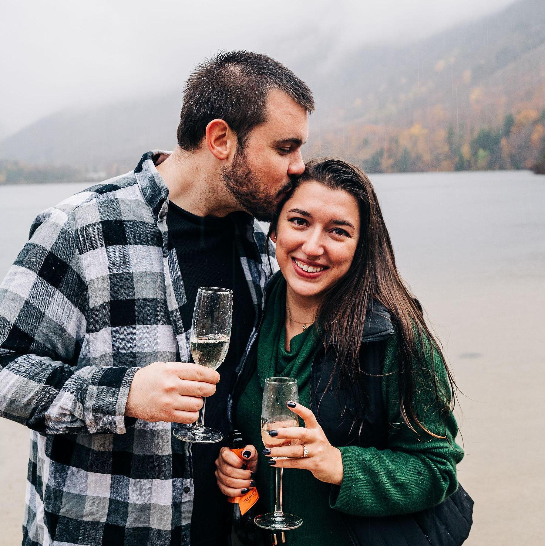 Photo taken as it started downpouring - our photographer is a trooper! Echo Lake, 10/18/22