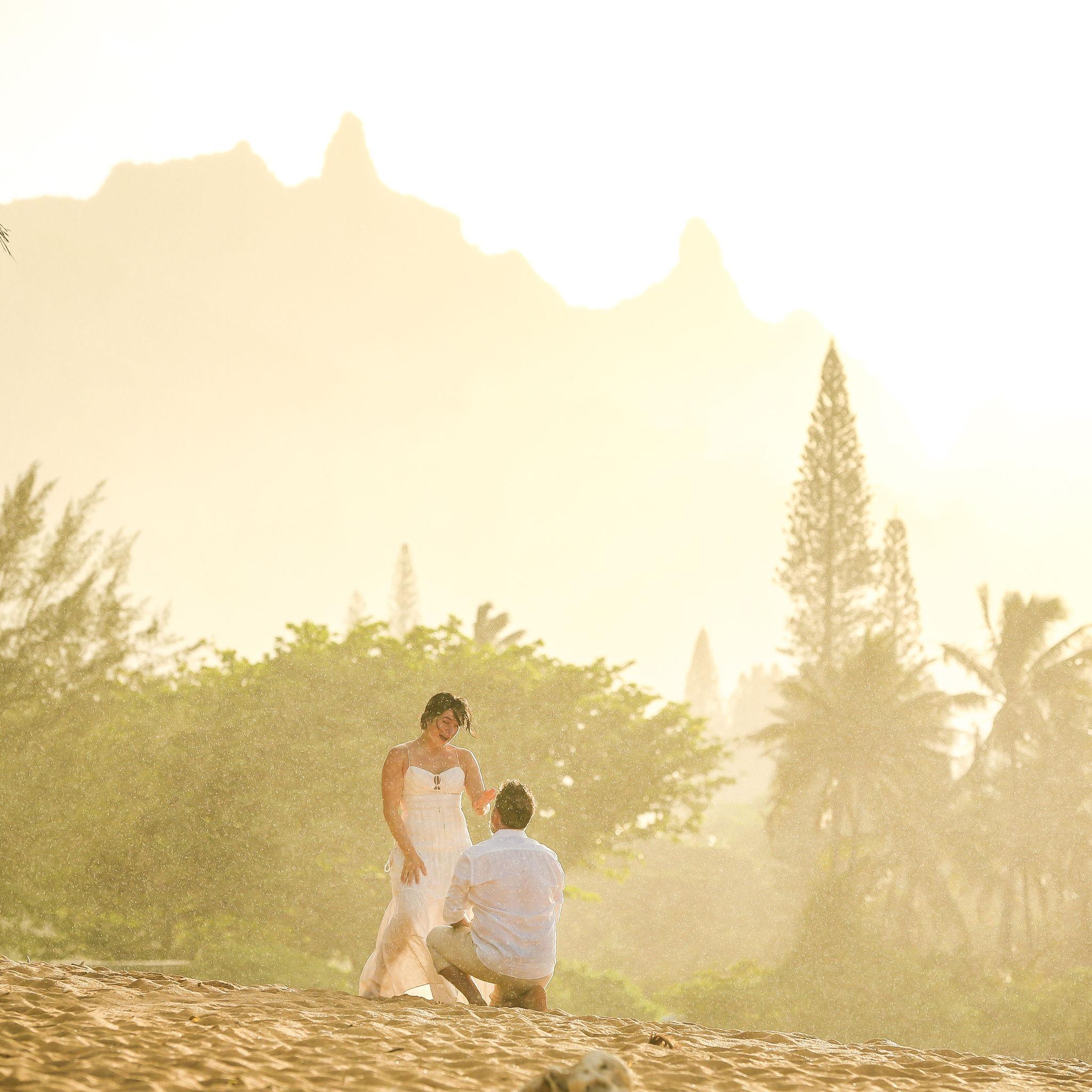 Realizing Sims was proposing to me, romantic proposal along the coast of Kauai