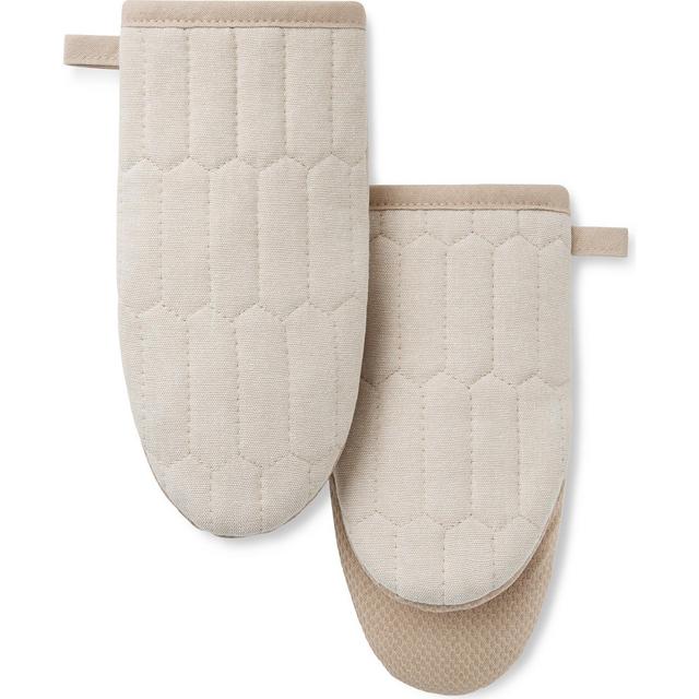 Martha Stewart Honeycomb Quilted Chambray Mini Oven Mitt Set, 5.5" x 8"