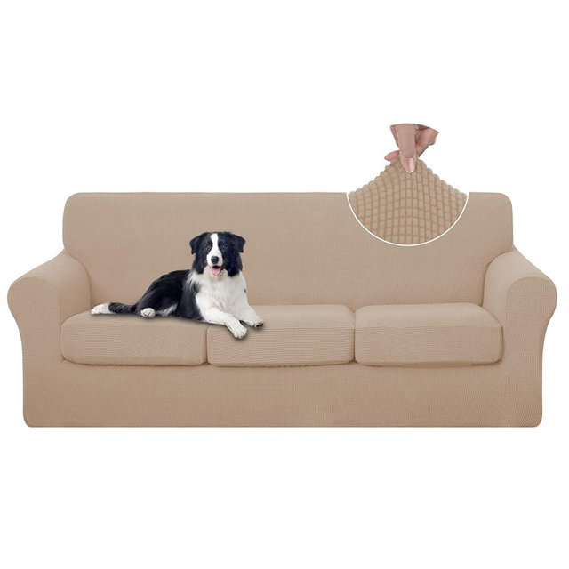 U-NICE HOME 4 Pieces Stretch Couch Cover Sofa Cover Washable Sofa Slipcover with Individual Seat Cushion for 3 Cushion Couch Sofa Pet Friendly(Sofa, Camel)