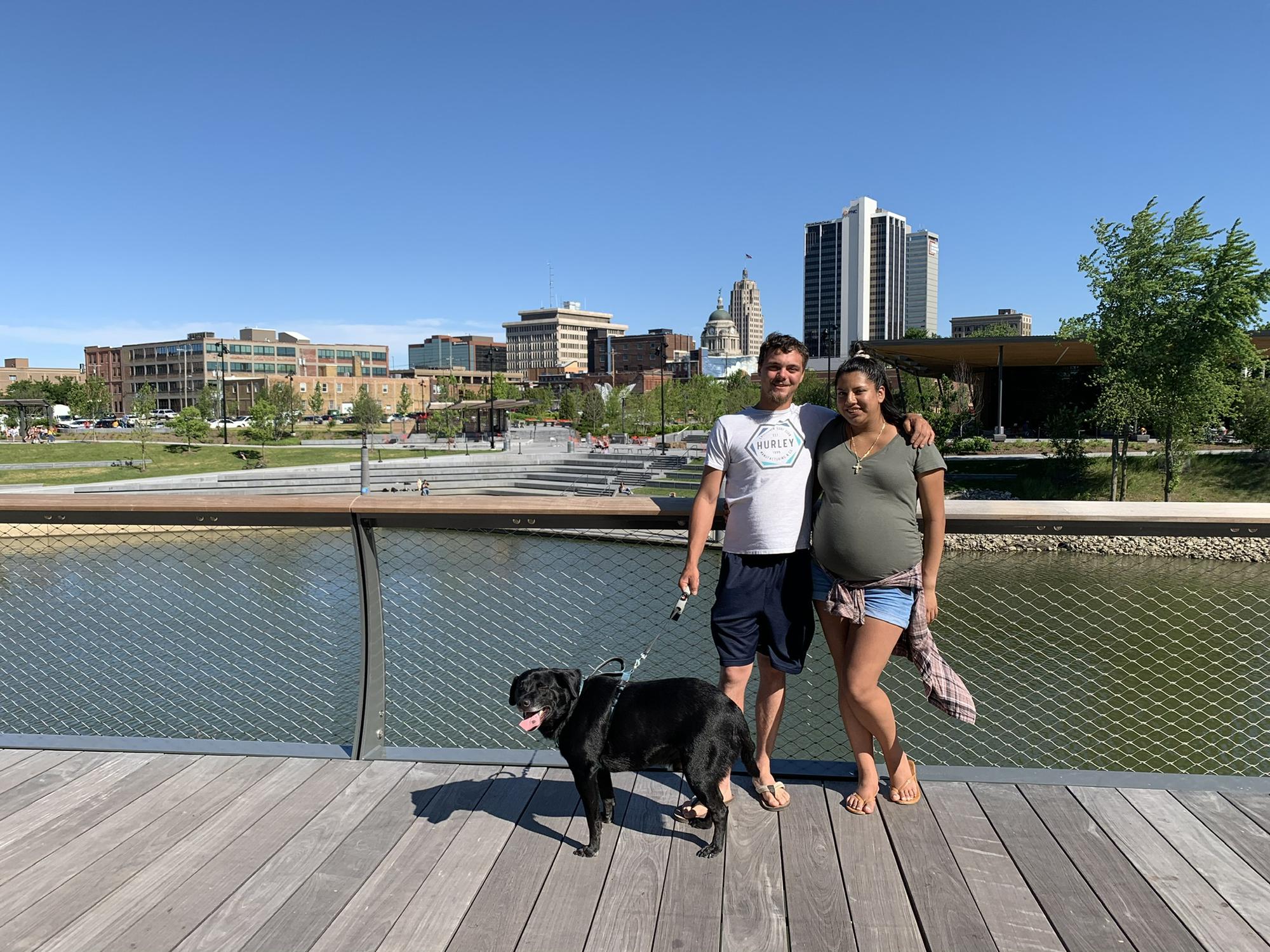 Daisy and David with their dog Lucky.
Daisy was pregnant with their first son, Matthew.