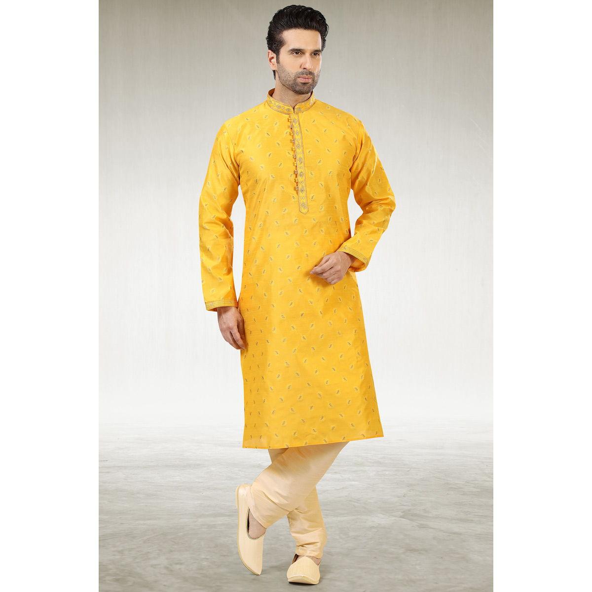 Men can wear this type of fit for Haldi Turmeric Ceremony
