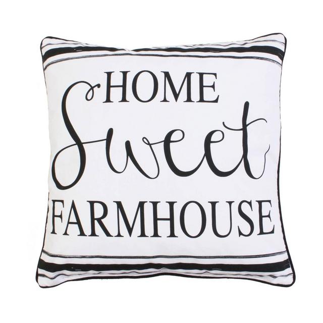 20"x20" 'Home Sweet Farmhouse' Oversize Square Throw Pillow Bright White - Décor Therapy