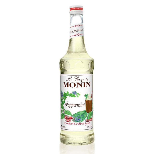 Monin - Peppermint Syrup, Cool Mint Flavored Syrup, Coffee Syrup, Natural Flavor Drink Mix, Simple Syrup for Cocoas, Mochas, Smoothies, Sodas, & More, Gluten-Free, Non-GMO, Clean Label (750 ml)