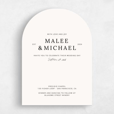Beige Arch Wedding Invitation - Keanu Portrait