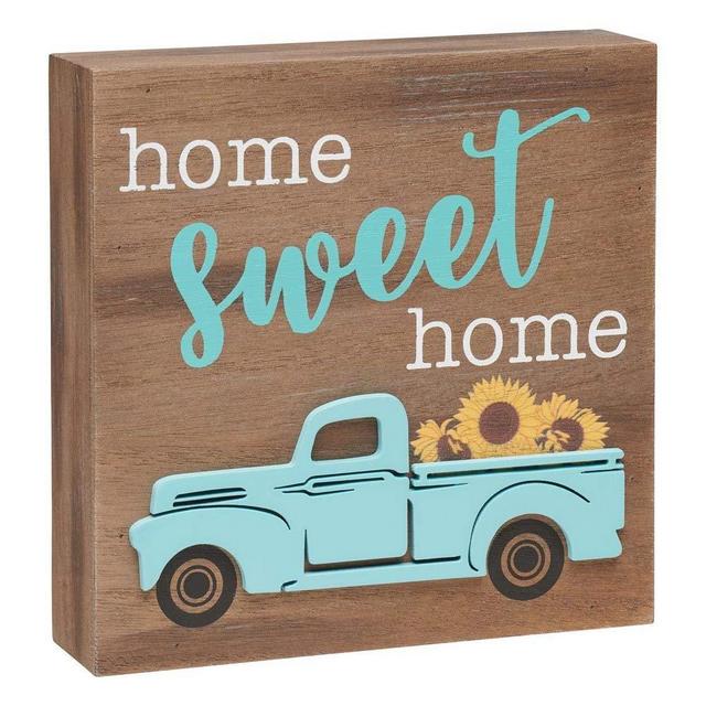 Rustic Pickup Truck Wood Box Sign (Home Sweet Home)